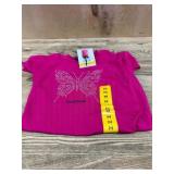 Pink Short-Sleeve Tee with Butterfly Design