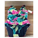 Women's One-Piece Swimsuit with Floral Print, Size