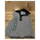 Black and White Striped Polo Shirt, 3XL