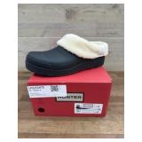 Hunter Black Insulated Clogs with Faux Fur Trim