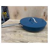 Blue Nonstick Aluminum Fry Pan With Lid