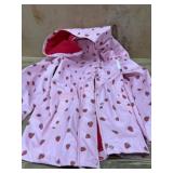 Youth Pink Hooded Rain Jacket with Strawberry Prin