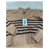 Brown DKNY Quarter-Zip Sweater, Size Large