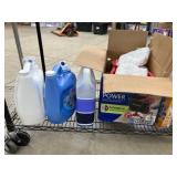 Shelf Lot of Cleaning Supplies and Mop System