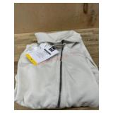 White Zip-Up Jacket with Hood, Size M