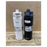 Ello Plastic Water Bottle Set, White and Black
