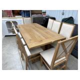 Wooden Dining Table with Six Upholstered Chairs