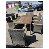 Patiojoy 9Pcs Outdoor Dining Set Wicker Rattan