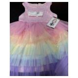Pink Sleeveless Dress with Rainbow Tulle Skirt, Si