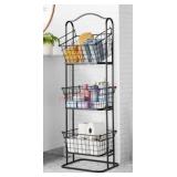 3-Tier Metal Basket Stand With Wire Design