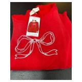 Red Pullover Sweatshirt with Bow Design