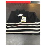 Black and White Striped Quarter-Zip Sweater