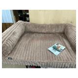 Large Sofa-Style Dog Bed in Brown Fabric