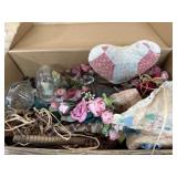 Box Lot of Decorative Items and Textiles