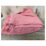 Waffle Texture Pink Throw Blanket