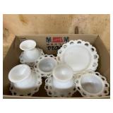 Milk Glass Serving Pieces with Scalloped Edges