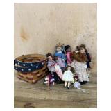 Porcelain Dolls with Decorative Basket