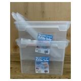 Two Clear Plastic File Storage Totes