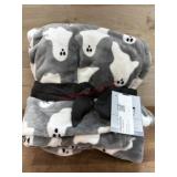 Gray and White Ghost Pattern Throw Blanket