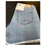 Blue Denim Shorts with Fringe Hem, Size 6