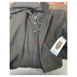 Black Hooded Overcoat with Zippered Front