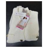 White Knit Cardigan Sweater with Button Details