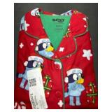 Red Kids Pajama Set Featuring Blue Dog Design