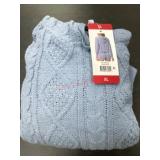 XL Blue Knit Zipper Front Cardigan