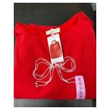 Red Long Sleeve Top With Bow Detail