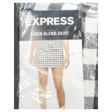 Express Linen Blend Skirt in Black and White