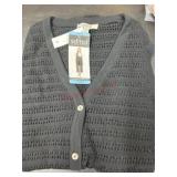 Black Crochet Cardigan, Large Size