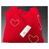 Red Sweater With Heart Design, Women