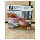 2 Pink Ceramic Prep and Serve Bowls
