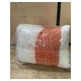 Square Throw Pillow with Orange and White Design