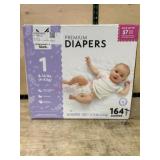 Size 1 Premium Diapers, 164 Count