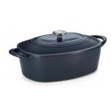 7-Quart Oval Cast Iron Dutch Oven in Navy