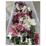 Tote of christmas decor, faux greenery