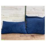 2 navy throw pillows