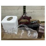 Tissue holder, alarm clock, pitcher, small mantle