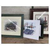 3 framed canvas art- 1 canvas art