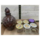 Flat of canning jars & vase