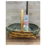 Longaberger basket & 3 angel ornaments