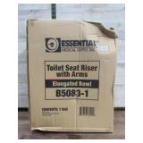 Elongated toilet seat riser with arms