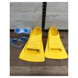 Finis swim fins and 2 pairs goggles
