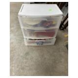 3 drawer plastic w/ crafts & ornaments