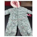 Infant Snowsuit With Hood - Floral Pattern