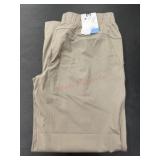 Tan Wide Leg Pants With Elastic Waist