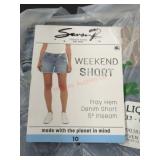 Ladies Denim Fray Hem Weekend Shorts