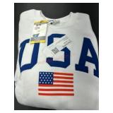 White Sweatshirt With USA and Flag Design