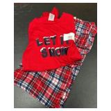 Red 'Let It Snow' Shirt with Plaid Pants Set